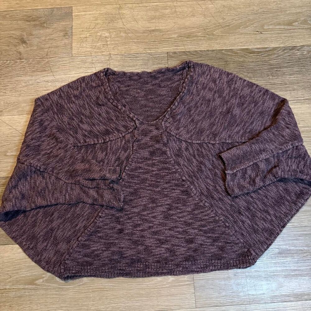 Purple Marl Knit Dolman Sleeve Shrug Capelet Cropped Batwing Cocoon Sweater